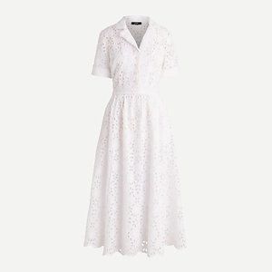 J CREW SHORT SLEEVE A-LINE DRESS EMBOIDERED EYELET WHITE SIZE 4 NWT